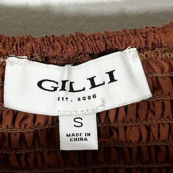 Gilli Top Size Small Peasant Smocked Back Square Neckline Crinkle Smocked Back - Picture 6 of 10